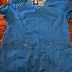 Dickies Blue V-Neck Medical Scrub Top and straight leg scrub bottoms